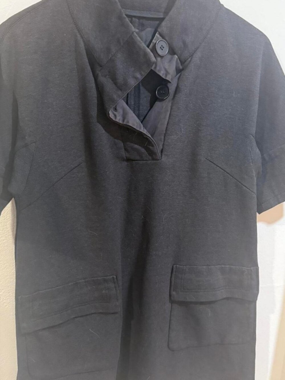Women's Black and Grey Oversized Short-Sleeve Top/Dress — Size M